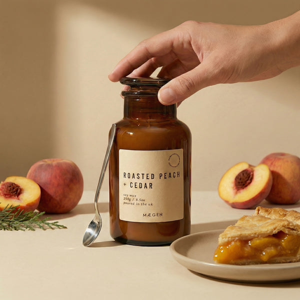 MÆGEN Alchemist Scented Candle: Roasted Peach & Cedar