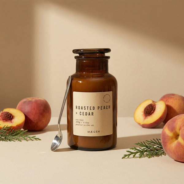 MÆGEN Alchemist Scented Candle: Roasted Peach & Cedar